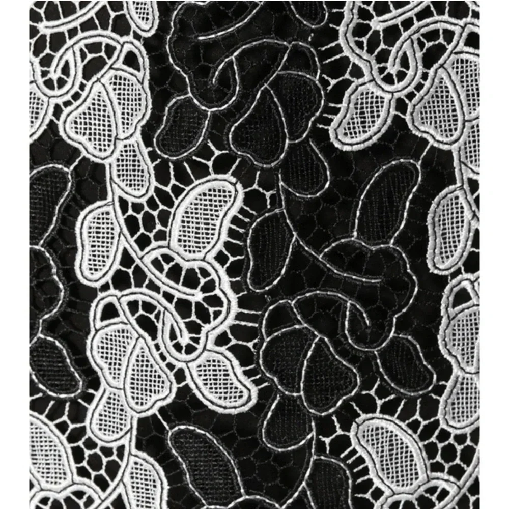 Diane von Furstenberg black and white macramé floral Guipure lace dress Size 2 - Picture 14 of 14